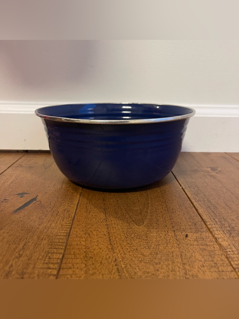 Fiesta Ware Enamel Over Metal Cobalt Blue Mixing Bowl Medium Homer Laughlin EUC